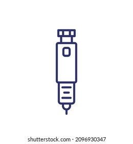 Insulin Pen Line Icon On White