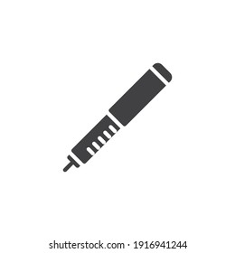 Insulin pen vector icon. filled flat sign for mobile concept and web design. Diabetic syringe injection glyph icon. Symbol, logo illustration. Vector graphics