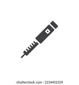Insulin pen vector icon. filled flat sign for mobile concept and web design. Insulin injection glyph icon. Symbol, logo illustration. Vector graphics