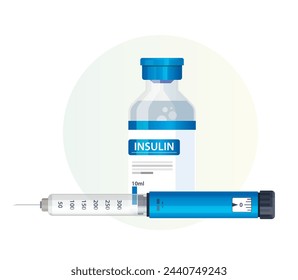 Insulin Pen with Vial - Stock Illustration as EPS 10 File