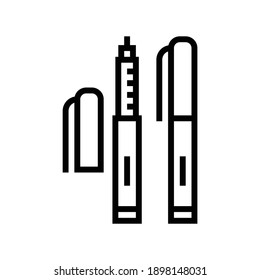 Insulin Portable Pen Syringe Line Icon Vector. Insulin Portable Pen Syringe Sign. Isolated Contour Symbol Black Illustration