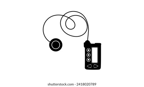 insulin pump, black isolated silhouette