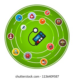 Insulin pump flat icons concept. Vector illustration. Element template for design.