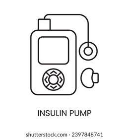 Insulin pump line vector icon for diabetes management and treatment