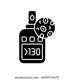 Icono plano negro de resistencia a la insulina. Elemento aislado de Vector. Accidente cerebrovascular editable de la nutricionología. Trazo editable.