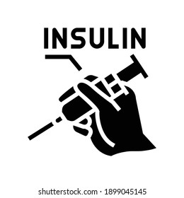 vector de ícono de glifo de jeringa de insulina. signo de la jeringa de insulina. símbolo de contorno aislado ilustración negra
