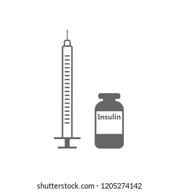 Insulin syringe icon. Vector illustration, flat design.
