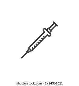 Insulin syringe line icon. linear style sign for mobile concept and web design. Diabetes syringe outline vector icon. Symbol, logo illustration. Vector graphics