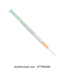 Insulin syringe with needle. Vector illustration.