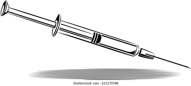 Insulin syringe ready for an injection.