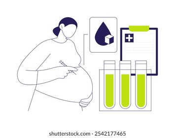 Insulin treatment abstract concept vector illustration. Pregnant woman using insulin in diabetes treatment, medicine sector, endocrinology sector, hypoglycemia diagnosis abstract metaphor.