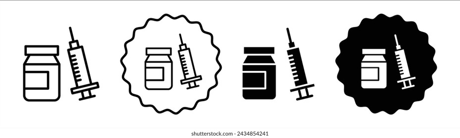 Insulin vector icon set collection. Insulin Outline flat Icon.