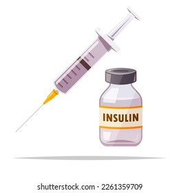 Insulin vial and syringe vector isolated illustration