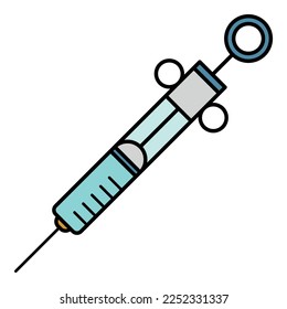 Insuline syringe icon. Outline insuline syringe vector icon color flat isolated on white