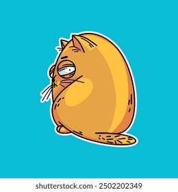 Insulted Cat Vector Illustration. Pet Animal Sticker Concept 
Isolated.  Cartoon Style Suitable for Stickers, Backgrounds, Cards, and Posters.