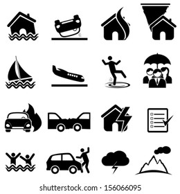 Insurance, Accident And Disaster Icon Set