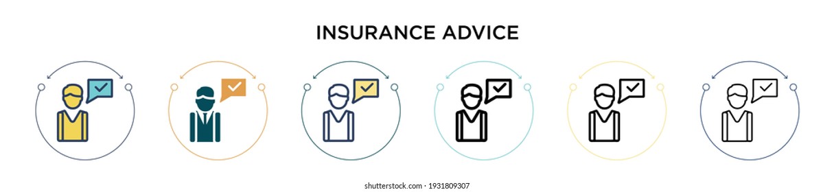 Insurance advice icon in filled, thin line, outline and stroke style. Vector illustration of two colored and black insurance advice vector icons designs can be used for mobile, ui, web