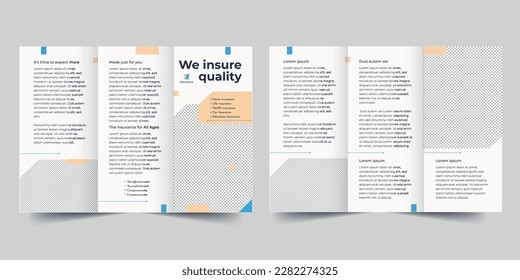 Insurance Agency trifold brochure template. A clean, modern, and high-quality design tri fold brochure vector design. Editable and customize template brochure