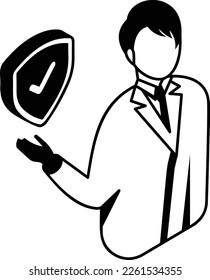 Insurance Agent black isometric Concept, Policy holder Character Stock illustration, Public Adjuster Avatar Vector Icon Design, Financial loss Protection Symbol, Risk management Sign,