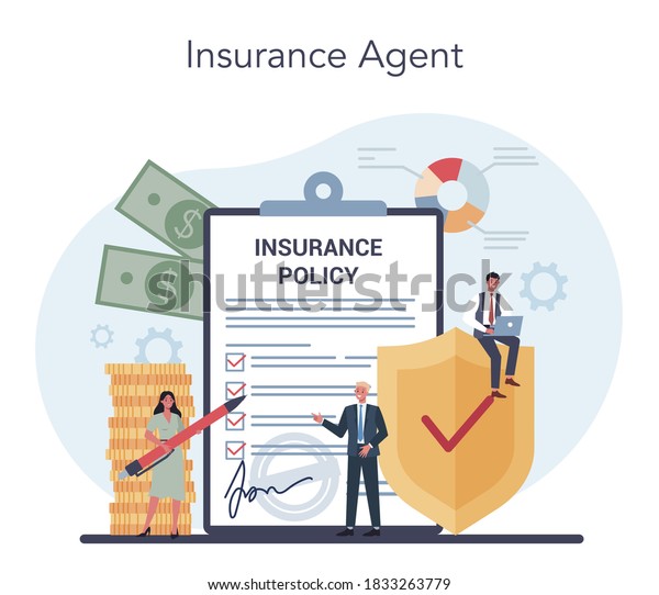 Insurance agent concept. Idea of security\
and protection of property and life from damage. Healthcare and\
medical service. Isolated flat vector\
illustration
