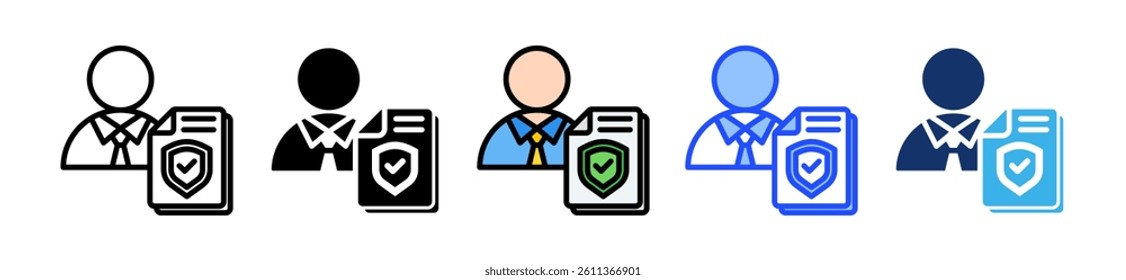 Insurance Agent Icon Set With Multiple Style Collection