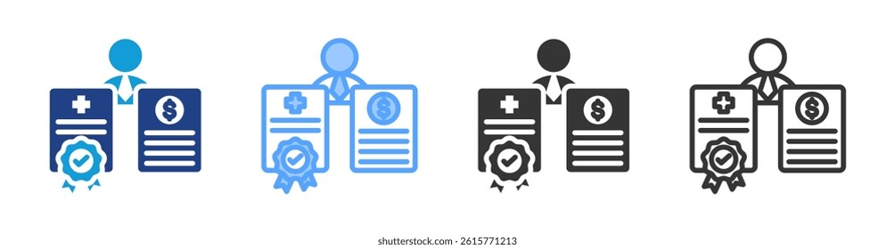 Insurance Agent icon set multiple style collection