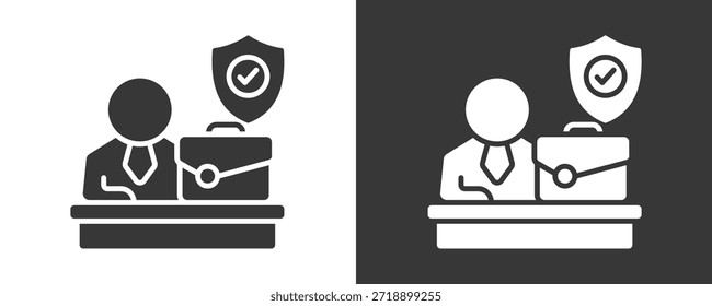 Colección De Vector Del Icono Del Agente De Seguros Aislada En Blanco Y Negro