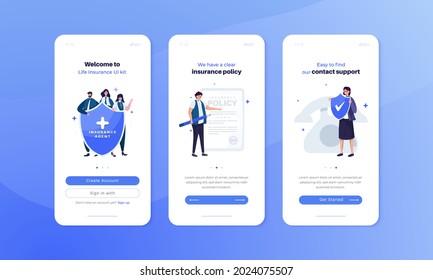 Insurance agent illustration on user interface screen concept