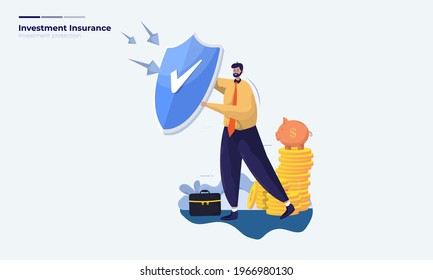 Insurance agent with investment protection illustration concept, Business investment insurance