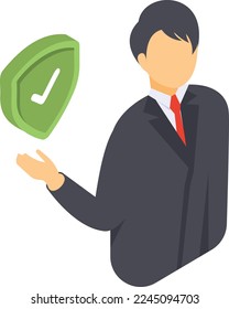 Insurance Agent isometric Concept, Policy holder Character Stock illustration, Public Adjuster Avatar Vector Icon Design, Financial loss Protection Symbol, Risk management Sign,
