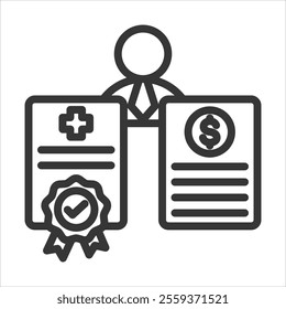 Insurance Agent Outline Icon Vector Illustration