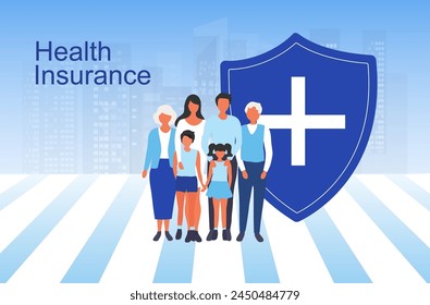 Insurance agent present insurance policy for family to protect from life and health accident. Health and life insurance policy, healthcare concept