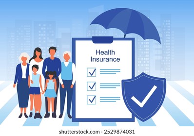 Insurance agent present insurance policy for family to protect from life and health accident. Health and life insurance policy, healthcare concept