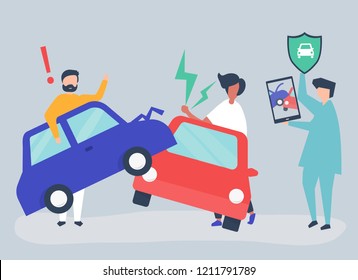 An insurance agent resolving a car accident