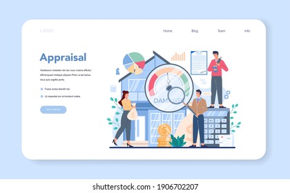 Insurance agent web banner or landing page. Idea of protection of property and life from damage. Damage appraisal. Medical service. Isolated flat vector illustration