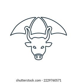 Insurance, agriculture, protect, cow line icon. Outline vector.