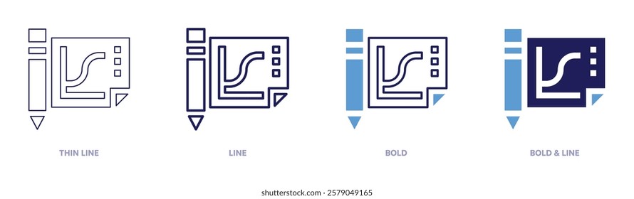 Insurance analysis icon in 4 different styles. Thin Line, Line, Bold, and Bold Line. Duotone style. Editable stroke.