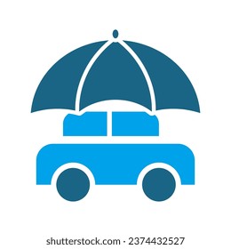 Insurance and assurance icon set. Containing color blue icons. Solid icons vector collection.