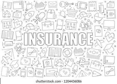 Insurance background from line icon. Linear vector pattern. Vector illustration