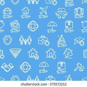 Insurance Background Pattern on Blue Support Services Design for Web and App. Vector illustration