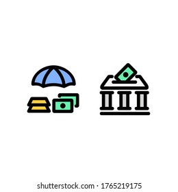 insurance and bank icon, finance technology icon. perfect for logo, website, application and presentation. icon design filled line style