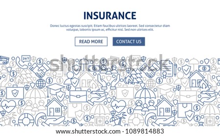 Insurance Banner Design. Vector Illustration of Line Web Concept.