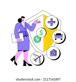 Insurance broker abstract concept vector illustration. Insurance middleman, commercial broker, brokerage service, agent makes a deal, secure investment, professional advice abstract metaphor.