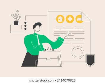 Insurance broker abstract concept vector illustration. Insurance middleman, commercial broker, brokerage service, agent makes a deal, secure investment, professional advice abstract metaphor.