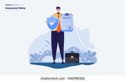 Insurance Broker Agent With Agreement Policy Illustration