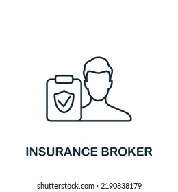 Insurance Broker Icon. Line Simple Insurance Icon For Templates, Web Design And Infographics