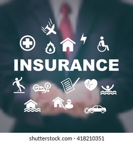 insurance business concept with businessman vector blurred background