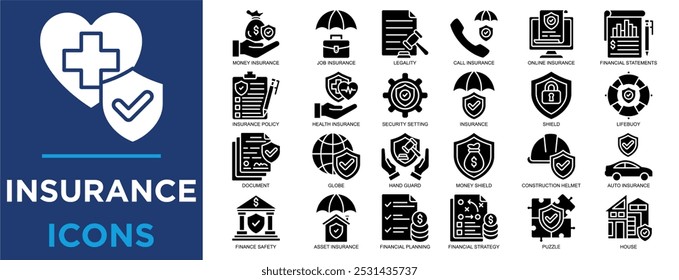 insurance, business, health, protect, service, protection icon set. Outline icons collection. Simple vector illustration	