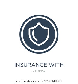 insurance with a button icon vector on white background, insurance with a button trendy filled icons from General collection, insurance with a button vector illustration