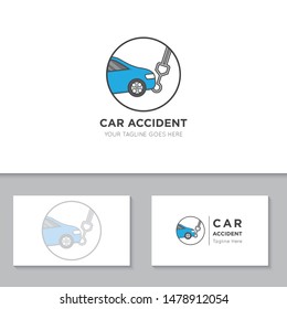 insurance car accident logo and icon vector illustration design template